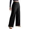 imageMOOSLOVER Women Seamed Detail Flare Leggings Elastic High Waisted Bell Bottom Bootcut Yoga Casual Pants2 Black