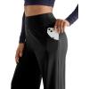 imageMOOSLOVER Women Seamed Detail Flare Leggings Elastic High Waisted Bell Bottom Bootcut Yoga Casual Pants2 Black
