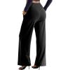 imageMOOSLOVER Women Seamed Detail Flare Leggings Elastic High Waisted Bell Bottom Bootcut Yoga Casual Pants2 Black