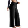 imageMOOSLOVER Women Seamed Detail Flare Leggings Elastic High Waisted Bell Bottom Bootcut Yoga Casual Pants2 Black