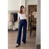 imageMOOSLOVER Women Seamed Detail Flare Leggings Elastic High Waisted Bell Bottom Bootcut Yoga Casual Pants2 Royal Blue