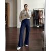 imageMOOSLOVER Women Seamed Detail Flare Leggings Elastic High Waisted Bell Bottom Bootcut Yoga Casual Pants2 Royal Blue