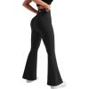 imageMOOSLOVER Women Seamed Detail Flare Leggings Elastic High Waisted Bell Bottom Bootcut Yoga Casual Pants3 Ribbed Black