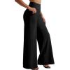 imageMOOSLOVER Womens High Waisted Wide Leg Yoga Pants Comfy Stretchy Loose Pants Black S M L XLBlackwith Pockets