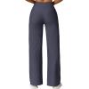 imageMOOSLOVER Womens High Waisted Wide Leg Yoga Pants Comfy Stretchy Loose Pants Black S M L XLDeep Grey