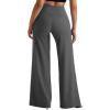 imageMOOSLOVER Womens High Waisted Wide Leg Yoga Pants Comfy Stretchy Loose Pants Black S M L XLGreywith Pockets