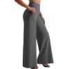 imageMOOSLOVER Womens High Waisted Wide Leg Yoga Pants Comfy Stretchy Loose Pants Black S M L XLGreywith Pockets