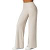 imageMOOSLOVER Womens High Waisted Wide Leg Yoga Pants Comfy Stretchy Loose Pants Black S M L XLKhaki