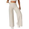 imageMOOSLOVER Womens High Waisted Wide Leg Yoga Pants Comfy Stretchy Loose Pants Black S M L XLKhaki