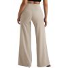imageMOOSLOVER Womens High Waisted Wide Leg Yoga Pants Comfy Stretchy Loose Pants Black S M L XLKhakiwith Pockets