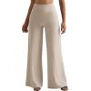 imageMOOSLOVER Womens High Waisted Wide Leg Yoga Pants Comfy Stretchy Loose Pants Black S M L XLKhakiwith Pockets