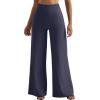 imageMOOSLOVER Womens High Waisted Wide Leg Yoga Pants Comfy Stretchy Loose Pants Black S M L XLNavywith Pockets