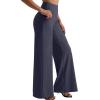 imageMOOSLOVER Womens High Waisted Wide Leg Yoga Pants Comfy Stretchy Loose Pants Black S M L XLNavywith Pockets