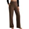 imageMOOSLOVER Women Seamed Detail Flare Leggings Elastic High Waisted Bell Bottom Bootcut Yoga Casual Pants2 Coca Mocha