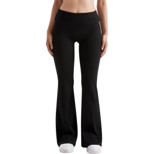 imageMOOSLOVER Women Flare Leggings Fold Over Bootcut Yoga Pants Casual Y2K Lounge Pants Comfy Cotton LeggingsBlack