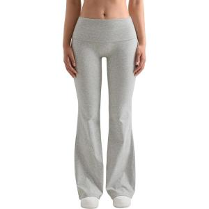 imageMOOSLOVER Women Flare Leggings Fold Over Bootcut Yoga Pants Casual Y2K Lounge Pants Comfy Cotton LeggingsDusty Gray