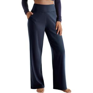 imageMOOSLOVER Women Seamed Detail Flare Leggings Elastic High Waisted Bell Bottom Bootcut Yoga Casual Pants2 Royal Blue