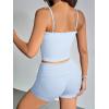 imageMOOSLOVER Women 2 Piece Lounge Matching Sets Padded Workout Set Cami Tank Top Fold Over Shorts Summer OutfitsBaby Blue
