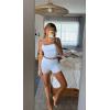 imageMOOSLOVER Women 2 Piece Lounge Matching Sets Padded Workout Set Cami Tank Top Fold Over Shorts Summer OutfitsBaby Blue