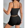 imageMOOSLOVER Women 2 Piece Lounge Matching Sets Padded Workout Set Cami Tank Top Fold Over Shorts Summer OutfitsBlack