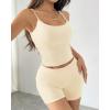 imageMOOSLOVER Women 2 Piece Lounge Matching Sets Padded Workout Set Cami Tank Top Fold Over Shorts Summer OutfitsPale Yellow