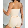 imageMOOSLOVER Women 2 Piece Lounge Matching Sets Padded Workout Set Cami Tank Top Fold Over Shorts Summer OutfitsPale Yellow
