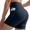 imageMOOSLOVER Women Biker Shorts with Pockets High Waisted Workout Tummy Control Gym Running Athletic Yoga ShortsDeep Navy Blue