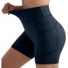 imageMOOSLOVER Women Biker Shorts with Pockets High Waisted Workout Tummy Control Gym Running Athletic Yoga ShortsDeep Navy Blue