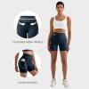 imageMOOSLOVER Women Biker Shorts with Pockets High Waisted Workout Tummy Control Gym Running Athletic Yoga ShortsDeep Navy Blue