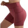 imageMOOSLOVER Women Biker Shorts with Pockets High Waisted Workout Tummy Control Gym Running Athletic Yoga ShortsFired Brick