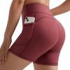imageMOOSLOVER Women Biker Shorts with Pockets High Waisted Workout Tummy Control Gym Running Athletic Yoga ShortsFired Brick