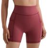 imageMOOSLOVER Women Biker Shorts with Pockets High Waisted Workout Tummy Control Gym Running Athletic Yoga ShortsFired Brick