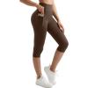 imageMOOSLOVER Women Buttery Soft Capris Leggings with Pockets High Waisted Scrunch Butt Tummy Control Workout Yoga PantsDark Brown