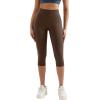 imageMOOSLOVER Women Buttery Soft Capris Leggings with Pockets High Waisted Scrunch Butt Tummy Control Workout Yoga PantsDark Brown