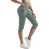 imageMOOSLOVER Women Buttery Soft Capris Leggings with Pockets High Waisted Scrunch Butt Tummy Control Workout Yoga PantsSage Green