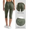 imageMOOSLOVER Women Hidden Scrunch Butt Lifting Capri Leggings High Waisted Seamless Compression Tummy Control Yoga PantsArmy Green
