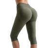 imageMOOSLOVER Women Hidden Scrunch Butt Lifting Capri Leggings High Waisted Seamless Compression Tummy Control Yoga PantsArmy Green