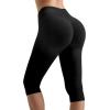 imageMOOSLOVER Women Hidden Scrunch Butt Lifting Capri Leggings High Waisted Seamless Compression Tummy Control Yoga PantsBlack