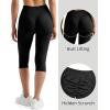 imageMOOSLOVER Women Hidden Scrunch Butt Lifting Capri Leggings High Waisted Seamless Compression Tummy Control Yoga PantsBlack