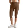 imageMOOSLOVER Women Hidden Scrunch Butt Lifting Capri Leggings High Waisted Seamless Compression Tummy Control Yoga PantsBrown