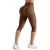 imageMOOSLOVER Women Hidden Scrunch Butt Lifting Capri Leggings High Waisted Seamless Compression Tummy Control Yoga PantsBrown
