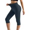 imageMOOSLOVER Women Hidden Scrunch Butt Lifting Capri Leggings High Waisted Seamless Compression Tummy Control Yoga PantsNavy Blue