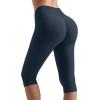 imageMOOSLOVER Women Hidden Scrunch Butt Lifting Capri Leggings High Waisted Seamless Compression Tummy Control Yoga PantsNavy Blue