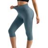 imageMOOSLOVER Women Hidden Scrunch Butt Lifting Capri Leggings High Waisted Seamless Compression Tummy Control Yoga PantsSlate Blue