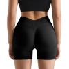 imageMOOSLOVER Women Hidden Scrunch Butt Workout Shorts Seamless V Cross Biker Booty Lifting Shorts Gym Yoga ShortsBlack