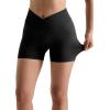imageMOOSLOVER Women Hidden Scrunch Butt Workout Shorts Seamless V Cross Biker Booty Lifting Shorts Gym Yoga ShortsBlack