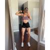 imageMOOSLOVER Women Hidden Scrunch Butt Workout Shorts Seamless V Cross Biker Booty Lifting Shorts Gym Yoga ShortsBlack
