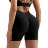 imageMOOSLOVER Women Hidden Scrunch Butt Workout Shorts Seamless V Cross Biker Booty Lifting Shorts Gym Yoga ShortsBlack