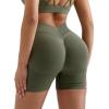 imageMOOSLOVER Women Hidden Scrunch Butt Workout Shorts Seamless V Cross Biker Booty Lifting Shorts Gym Yoga ShortsOlive Green