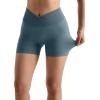 imageMOOSLOVER Women Hidden Scrunch Butt Workout Shorts Seamless V Cross Biker Booty Lifting Shorts Gym Yoga ShortsSlate Blue